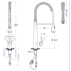 Alfi Brand Commercial Spring Kitchen Faucet W/ Pull Down Shower Spray, SS AB2039S